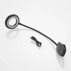 Prios klemlamp Harumi, zwart, oplaadbare batterij, USB, 51 cm