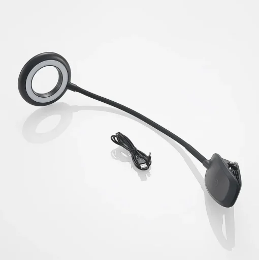 Prios klemlamp Harumi, zwart, oplaadbare batterij, USB, 51 cm