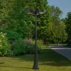 Prios LED buitenlamp Thorus, 204 cm, zwart, 3-lamps, IP44
