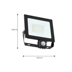 Prios LED buitenspot Maikel, 50W, 4000lm, metaal, sensor