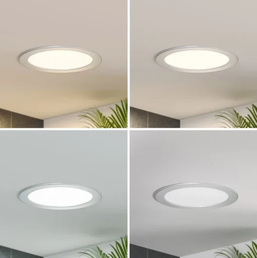 Prios LED inbouwlamp Cadance, zilver, 22 cm, CCT, IP44