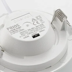 Prios LED inbouwlamp Cadance, wit, 12 cm, CCT, IP44