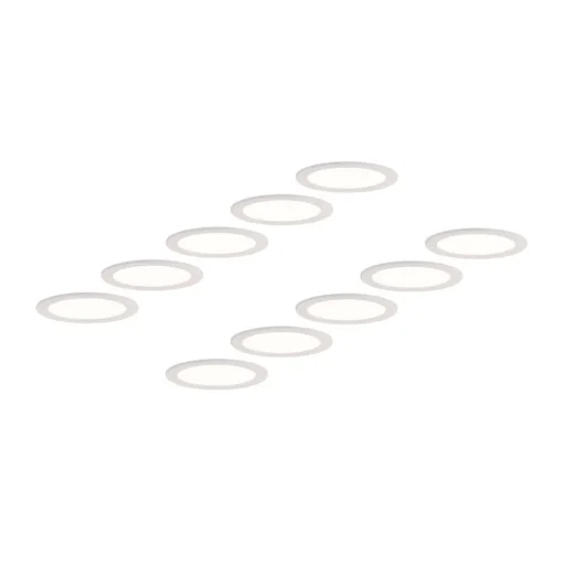 Prios LED inbouwlamp Cadance, wit, 22 cm, set van 10, CCT