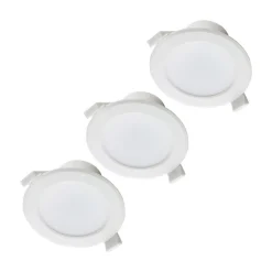 Prios LED inbouwlamp Rida, set van 3, wit, 15 cm, CCT, IP44