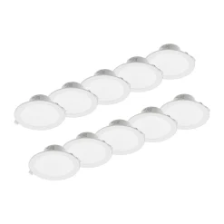 Prios LED inbouwlamp Rida, 10st, wit, 23cm, 25W, CCT, IP44