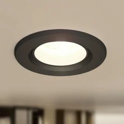 Prios LED inbouwlamp Shima, zwart, 7 W, 3000K, dimbaar