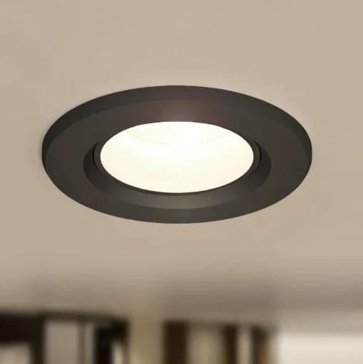 Prios LED inbouwlamp Shima, zwart, 7 W, 3000K, dimbaar