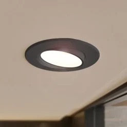 Prios LED inbouwlamp Shima, zwart, 9 W, 3000K, dimbaar