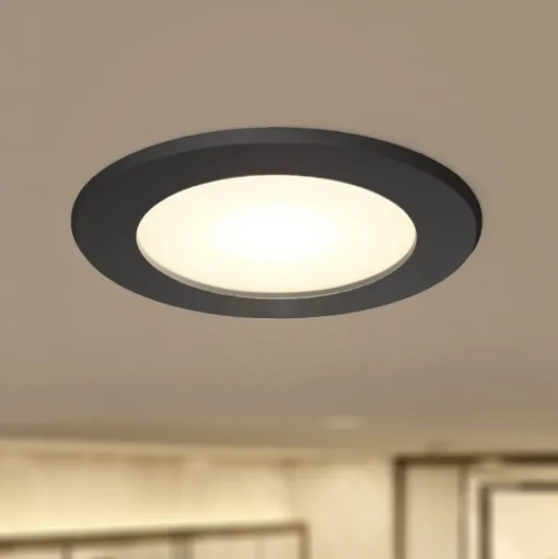 Prios LED inbouwspot Rida, zwart, Ø 10 cm, CCT, IP44