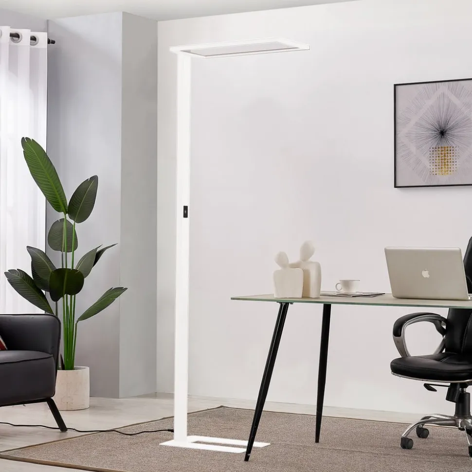 Prios LED kantoor vloerlamp Taronis, wit, 195 cm, dimbaar