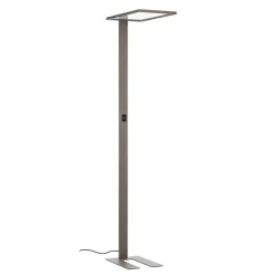 Prios LED kantoor vloerlamp Taronis, zilver, 195 cm, dimbaar