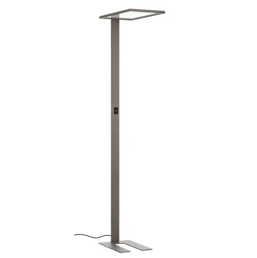 Prios LED kantoor vloerlamp Taronis, zilver, 195 cm, dimbaar