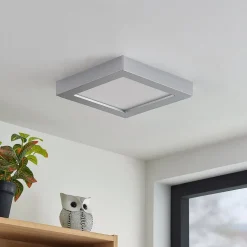 Prios LED plafondlamp Alette, zilver, 22.7cm, 24W, dimbaar