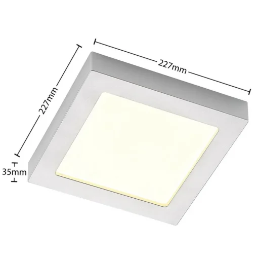 Prios LED plafondlamp Alette, zilver, 22.7cm, 24W, dimbaar