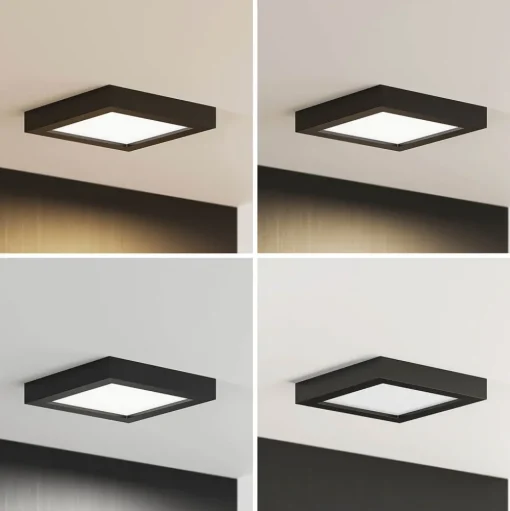 Prios LED plafondlamp Alette, zwart, 18 W, CCT, dimbaar