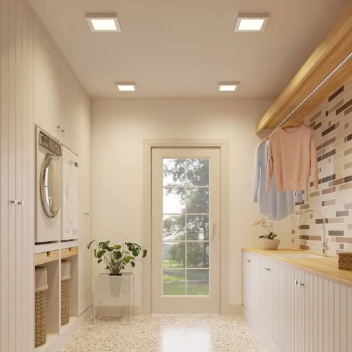 Prios LED plafondlamp Alette, zilver, 22,7cm, 18W, dimbaar