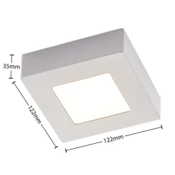 Prios LED plafondlamp Alette, zilver, 12,2 cm, dimbaar