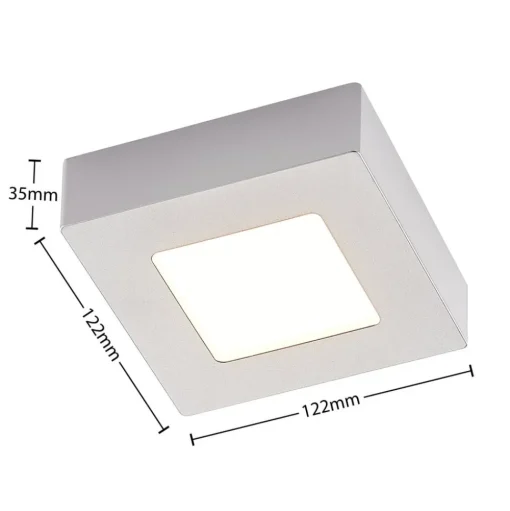 Prios LED plafondlamp Alette, zilver, 12,2 cm, dimbaar