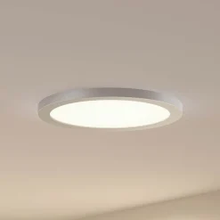 Prios LED plafondlamp Aureka, Ø 33 cm, zilver, metaal