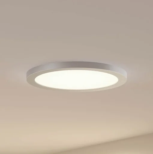 Prios LED plafondlamp Aureka, Ø 33 cm, zilver, metaal
