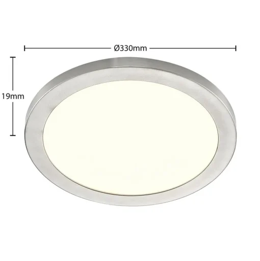 Prios LED plafondlamp Aureka, Ø 33 cm, zilver, metaal