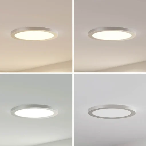Prios LED plafondlamp Aureka, Ø 33 cm, zilver, metaal