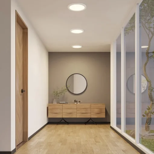Prios LED plafondlamp Aureka, set van 2, sensor, Ø 33 cm, wit