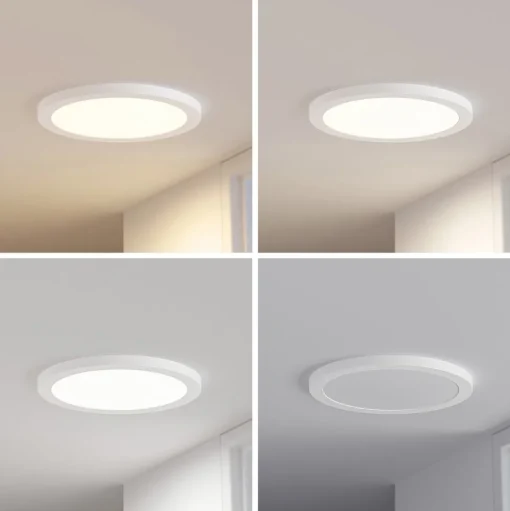 Prios LED plafondlamp Aureka, set van 2, sensor, Ø 33 cm, wit