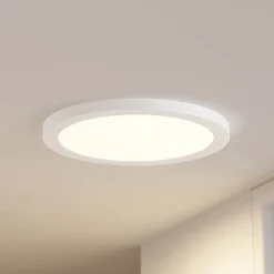 Prios LED plafondlamp Aureka, bewegingsmelder, Ø 33 cm, wit