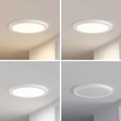 Prios LED plafondlamp Aureka, bewegingsmelder, Ø 33 cm, wit