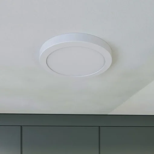 Prios LED plafondlamp Aureka, bewegingsmelder, Ø 23 cm, wit