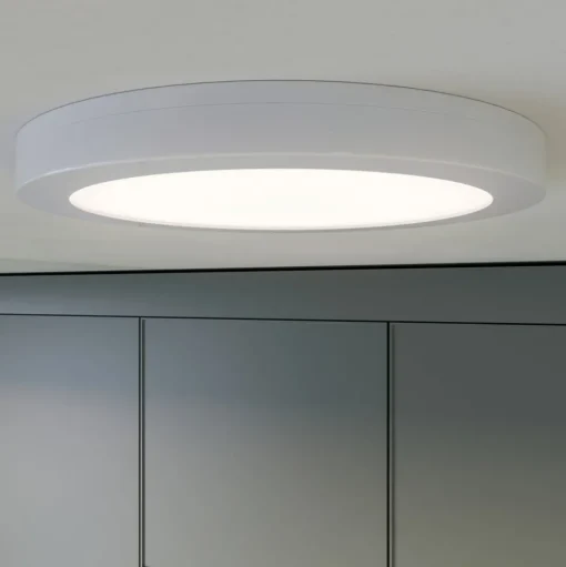 Prios LED plafondlamp Aureka, bewegingsmelder, Ø 23 cm, wit