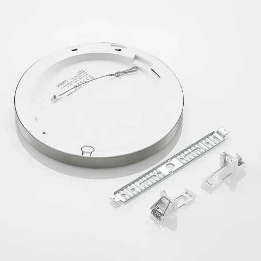 Prios LED plafondlamp Aureka, Ø 23 cm, zilver, metaal