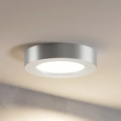 Prios LED plafondlamp Edwina, zilver, 12 cm, CCT, IP44