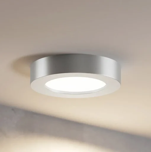 Prios LED plafondlamp Edwina, zilver, 12 cm, CCT, IP44