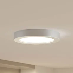 Prios LED plafondlamp Edwina, zilver, 25 cm, set van 2