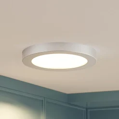 Prios LED plafondlamp Edwina, zilver, 23 cm, CCT, IP44