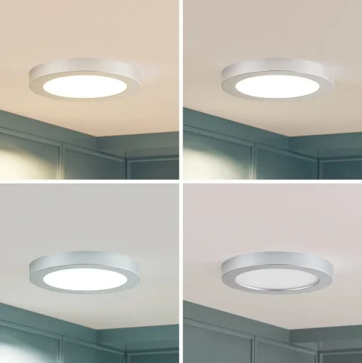 Prios LED plafondlamp Edwina, zilver, 23 cm, CCT, IP44