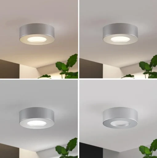 Prios LED plafondlamp Edwina, zilver, 12 cm, set van 3