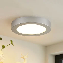 Prios LED plafondlamp Edwina, zilver, 23 cm, set van 10