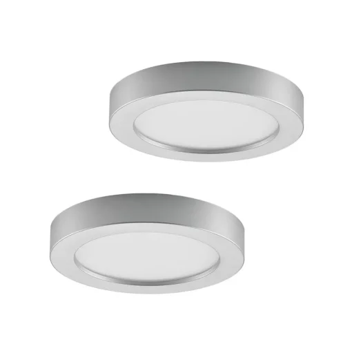 Prios LED plafondlamp Edwina, zilver, 23 cm, set van 2
