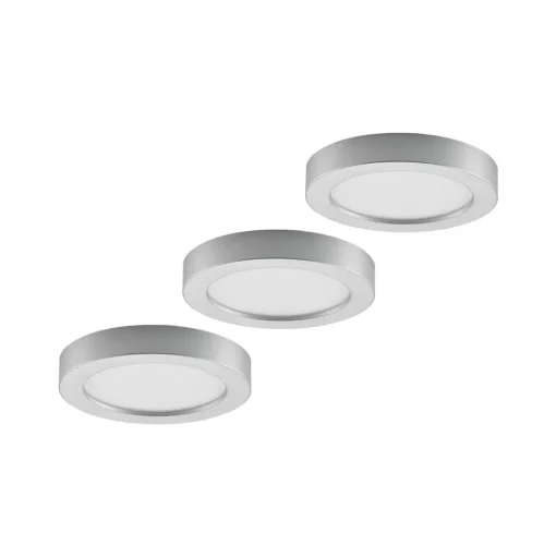 Prios LED plafondlamp Edwina, zilver, 23 cm, set van 3