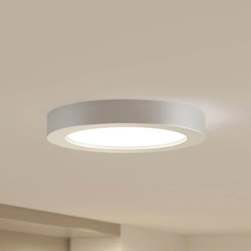 Prios LED plafondlamp Edwina, zilver, 25 cm, set van 3