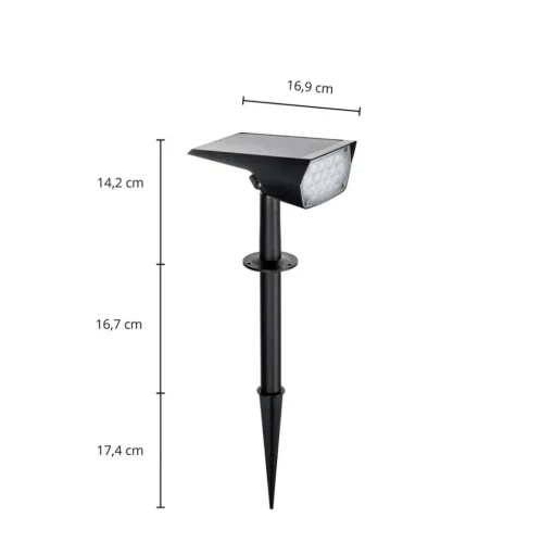 Prios LED zonnespot Helier, 49 cm, zwart, grondspies