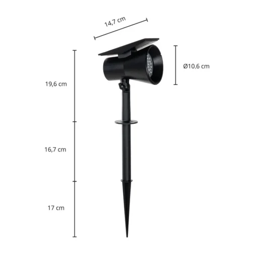 Prios LED-zonneschijnwerper Birko, hoogte 56 cm, zwart, grondspies