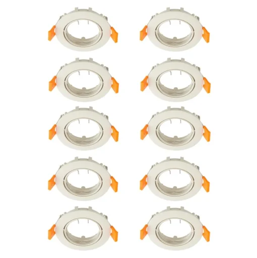 Prios plafond inbouwlamp Fibur, beige, zink, Ø 8,2 cm, 10 stuks