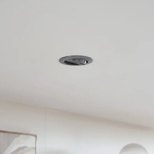 Prios plafond inbouwlamp Fibur, grijs, aluminium, Ø 8,2 cm