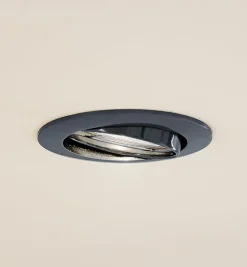 Prios plafond inbouwlamp Fibur, donkergrijs, aluminium, Ø 8,2 cm