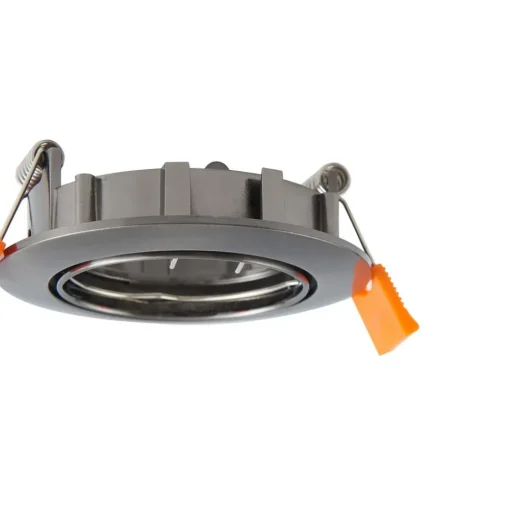 Prios plafond inbouwlamp Fibur, donkergrijs, aluminium, Ø 8,2 cm