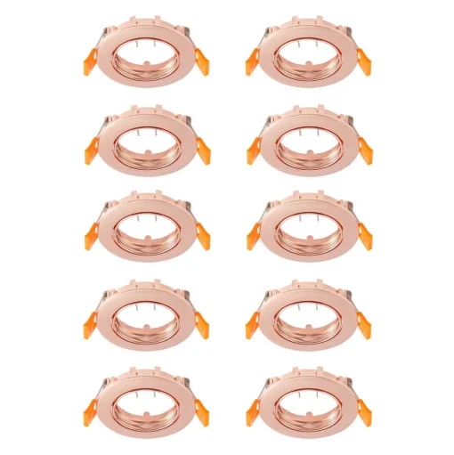 Prios plafond inbouwlamp Fibur, koper, zink, Ø8,2 cm, 10 stuks